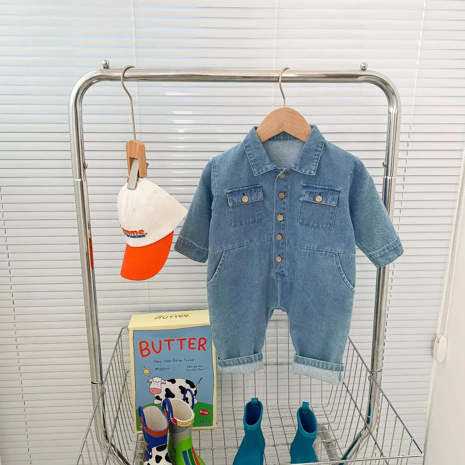 2023 Korea Denim Baby Romper Fashion Long Sleeve Jumpsuit Kids Spring Autumn Infant Boy Clothes Toddler Girls One-piece Onesie image 4