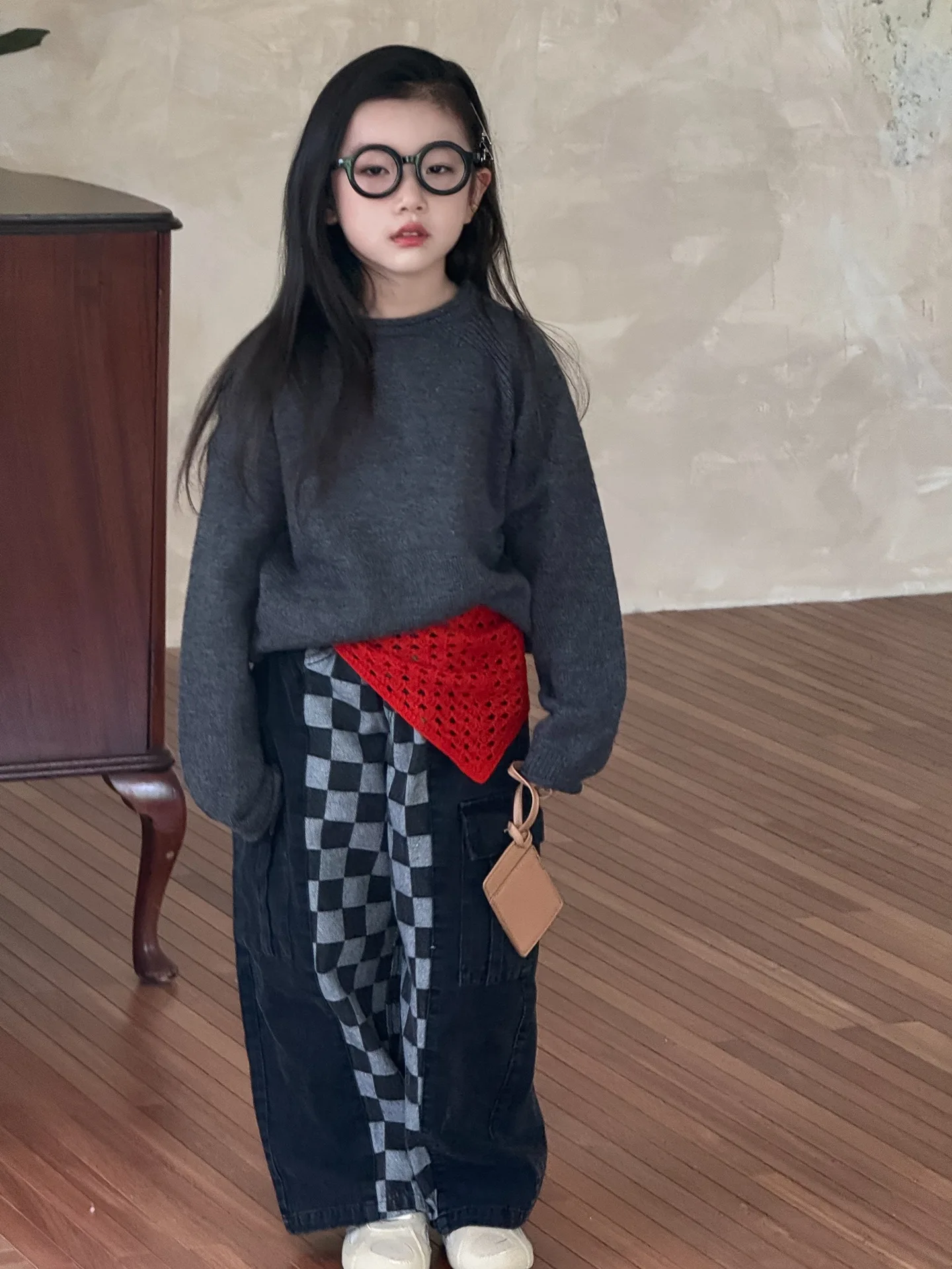 

2025 Autumn/Winter New Children's Clothing Girls' Thickened Sweaters Children's Lapel Knitwear Long Sleeve Sweaters