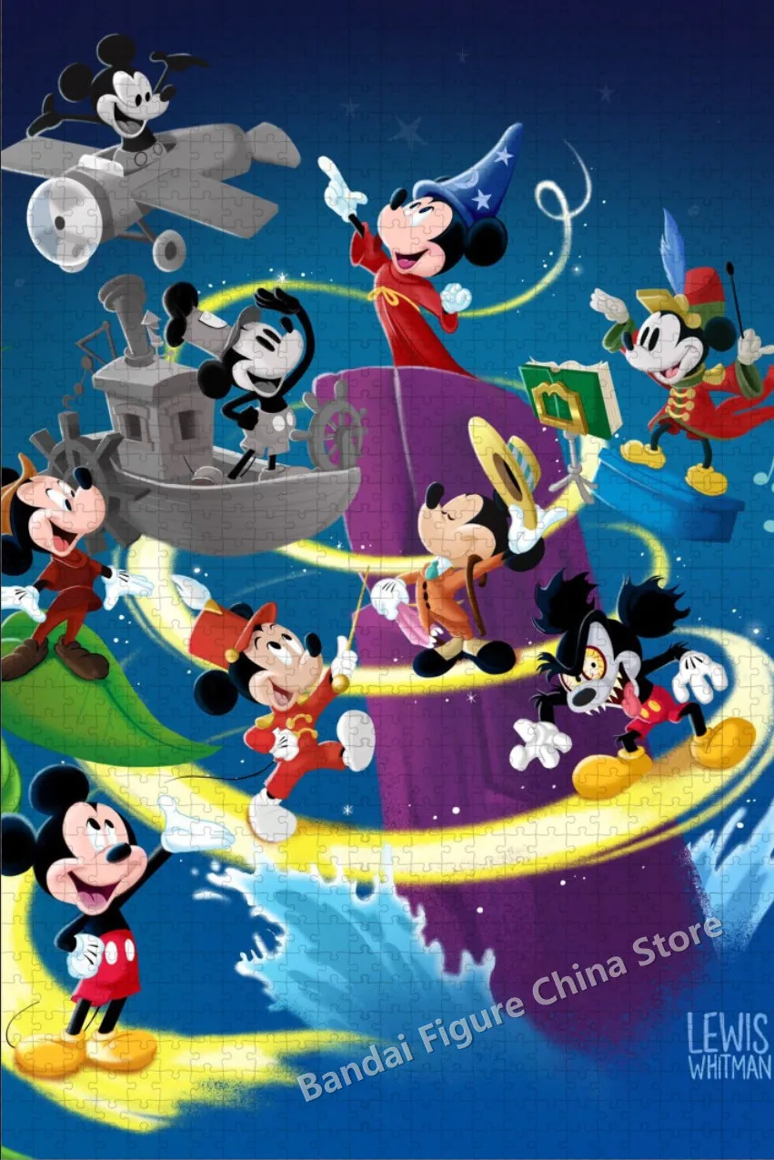 Disney Cartoon Print Puzzle Mickey Mouse Pinocchio 101 Dalmatian Anime 300/500/1000 Pieces Jigsaw Puzzle Kids Game Toys Gifts