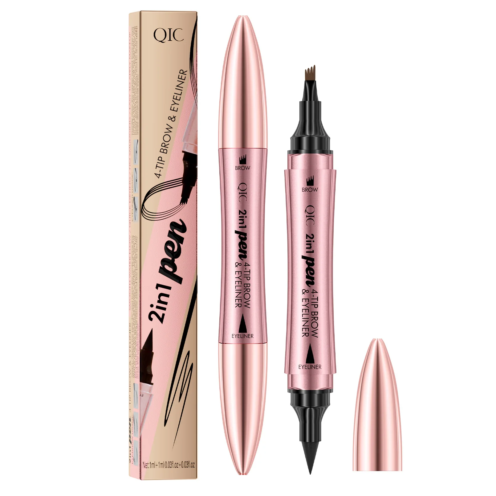 4 Colors 1pc Eyebrow Pen Waterproof 4 Split Tip Eyebrows Pen Eyebrow Tattoo Pen Waterproof Liquid Black Eyebrow Makeup Pencil