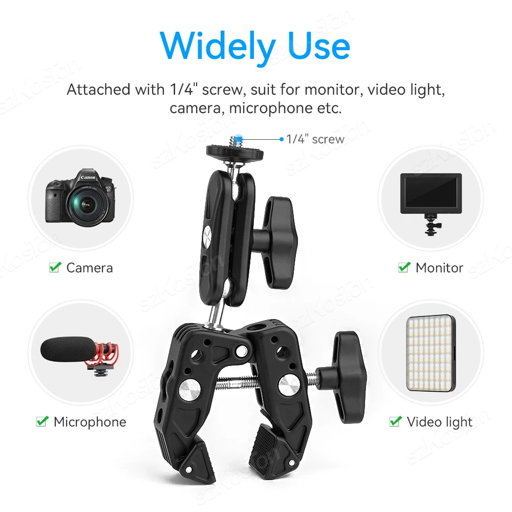 Cycling Motorcycle Clip Quick Release Magic Arm 360 Aluminum Alloy Super Clamp For Camera GoPro Insta 360 DJI Action Camera