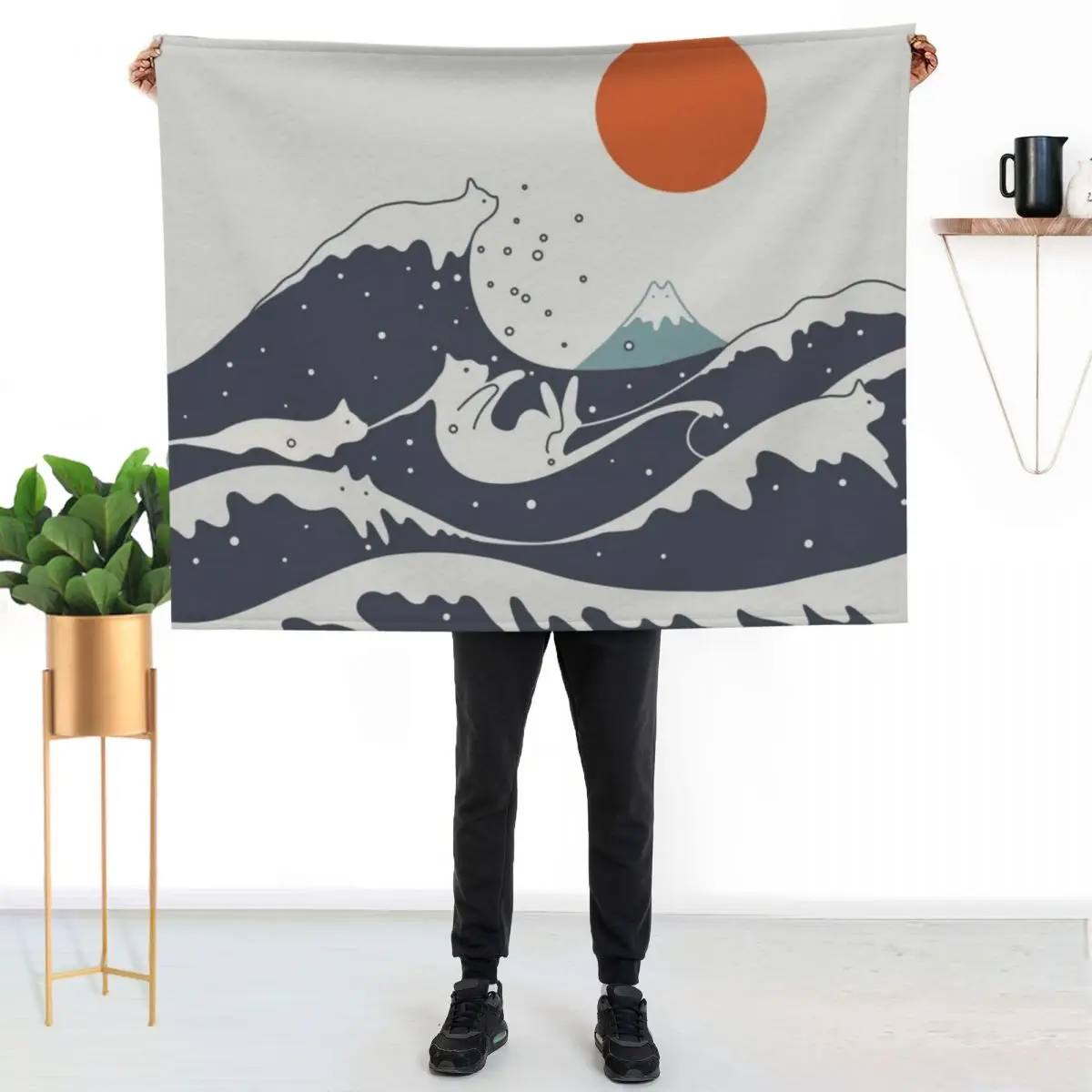 

Cat Landscape 55A Throw Blanket Men's Soft Warm Throw Blanket for Couch