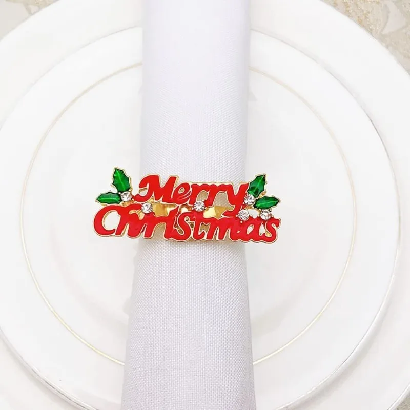 Holiday Christmas Thanksgiving Napkin Ring Holder Decorative Napkin Holder for Family Table Dinner Holiday Table Setting