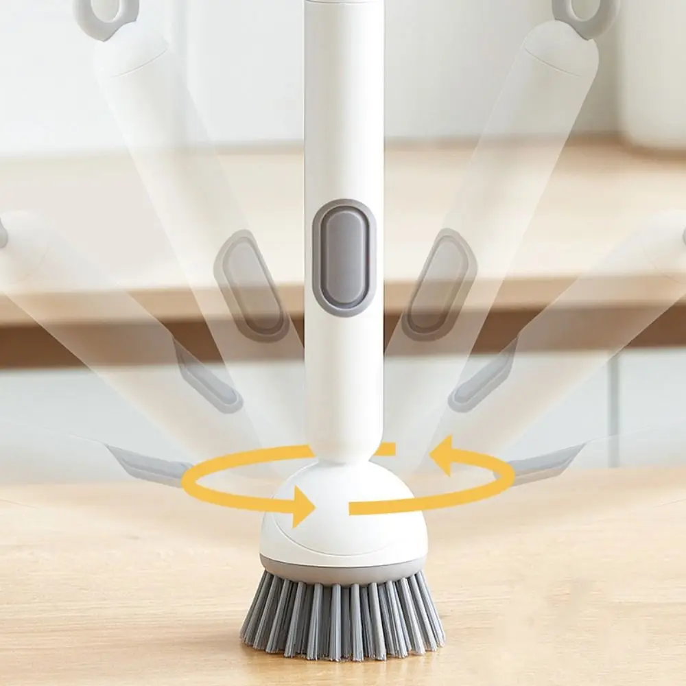 Rotatable Refillable Liquid Washing Brush Long Handle Hanging Soap Dispenser Scrubber Press Out Liquid Dishwashing Brush