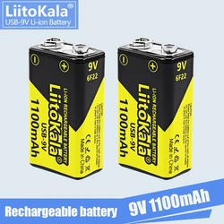 2PCS LiitoKala USB-9V 1100mAh Rechargeable battery  Type-C USB Battery  lithium for Multimeter Toy Remote Control Microphone