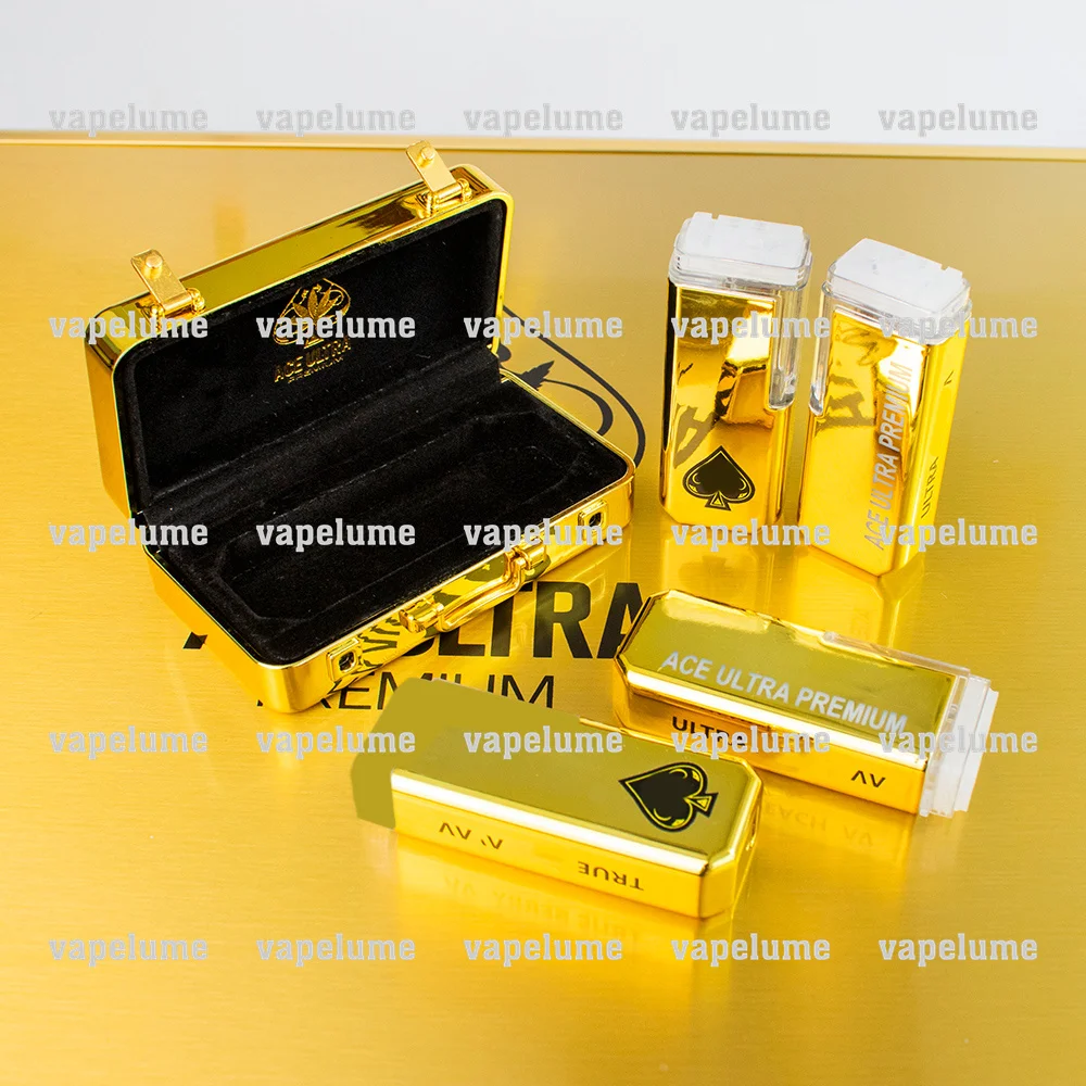 Ace Ultra Disposable Vape 2ml Empty Tank E-cigs Golden Vapor Muha Ecig Start Kit Custom Logo Orange Red Gold Mod Hand Suitcase view 5