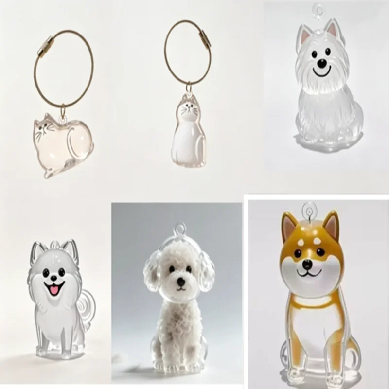 Dog and Cat Hair Storage Keychain, Transparent Pet Hair Container, Commemorative Gift, Souvenir for Cat and Dog Lovers