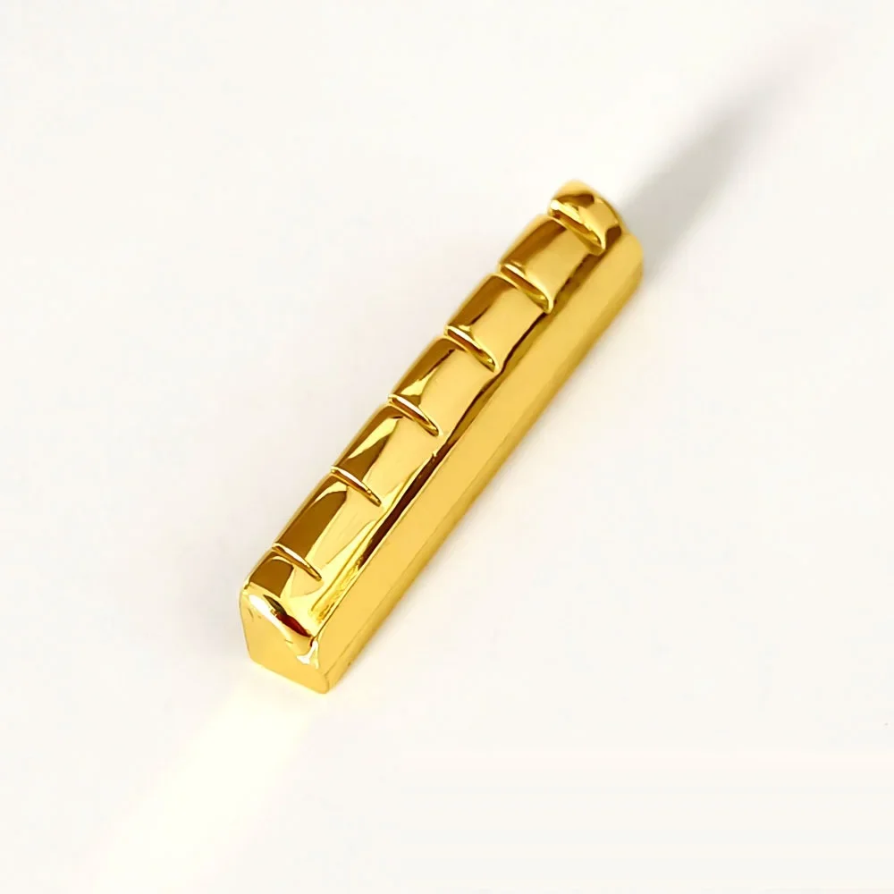 1 Set Slotted Brass Gold Plated Acoustic Guitar Nut and Bridge Saddle Guitar Parts Gold