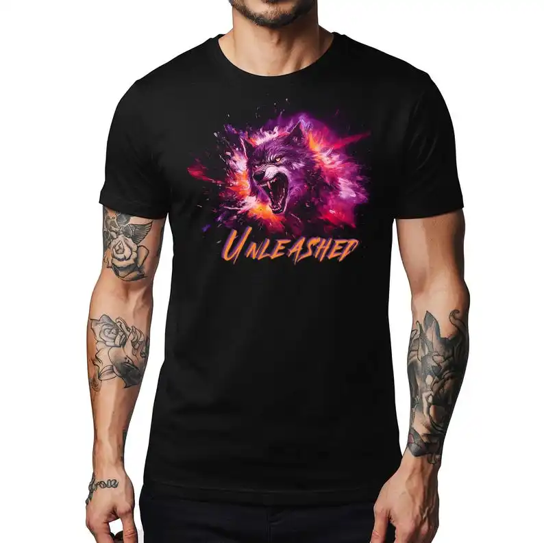 

T-Shirt – Fierce Wolf | Tee, Gothic Streetwear, Alternative Fashion Shirt, Rebel Aesthetic, Bold Design Grim Harmony “Unle
