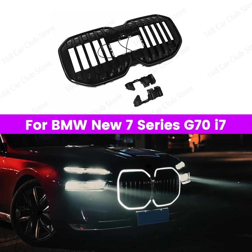 LED Grille Grille Upper Bumper Hood Mesh Grid With For New 7 Series G07 I7 23-24 Car Luminous Front Bumper Grille LED Light Lamp