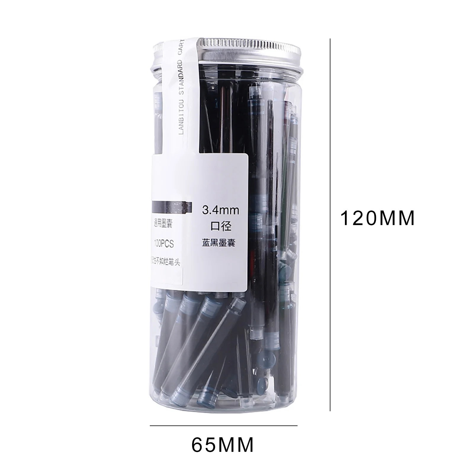 범용 만년필 잉크, 일회용 블루 블랙 만년필 리필, 3.4mm