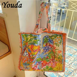 Yoda Double-sided Printing Dual-use Handbag Canvas Shopping Bag Ladies Large Capacity Casual Retro Illustration Tote Bag