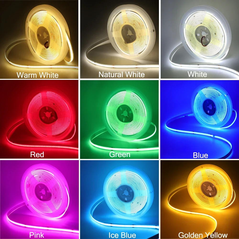 3mm 5mm 8mm 5V COB Led Strip with AA Battery Box Powered 320 LEDs/M Warm Natural Cool White Blue Red Tape for Room TV Backlight