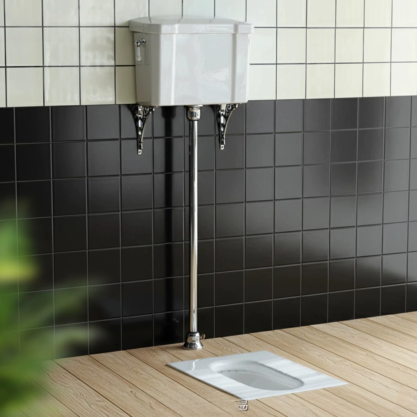 French retro wall-mounted water tank squatting toilet, high-impact ceramic water tank squatting toilet