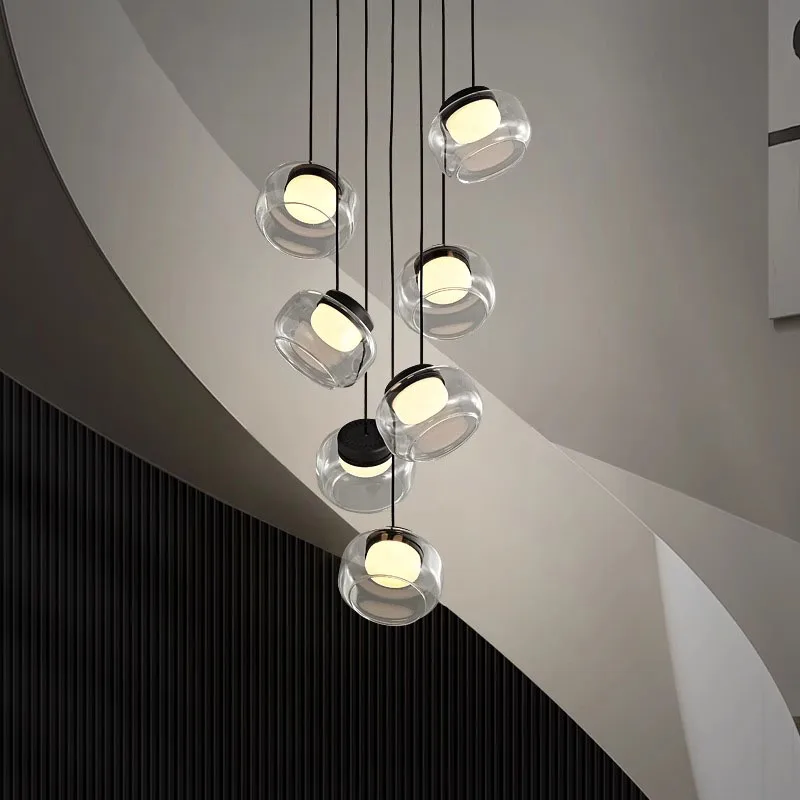 

Modern Minimalist Duplex Ceiling Light New Staircase Pendant Light Italian Light Luxury Creative Living Room Dining Room Light
