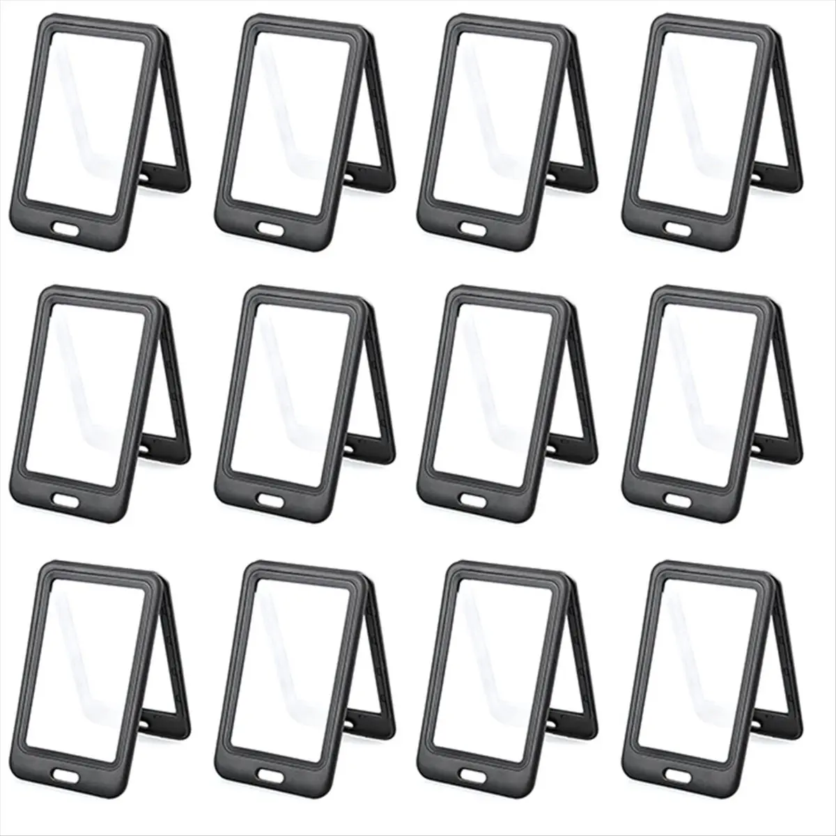 A75K 12PCS Black ID Badge Holder with Double-Sided Vertical ID Card Holder ID Card Case Protector for Office, School