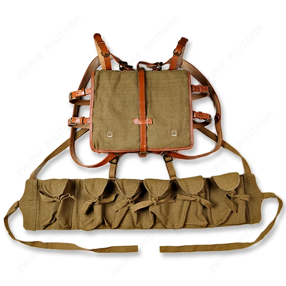 WW2 CHINESE ARMY KMT PACKAGE FIELD  WITH WOODEN FRAM WITH KMT SIX CELL AMMO POUCH