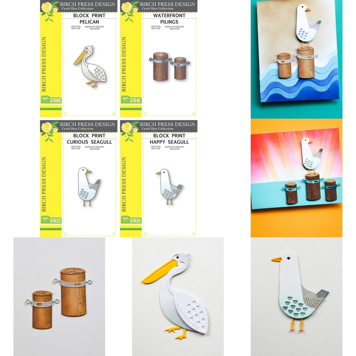 

Block Print Seagull Waterfront Pilings Pelican Metal Cutting Dies DIY Make Card Scrapbook Embossed Paper Album Craft Supplies