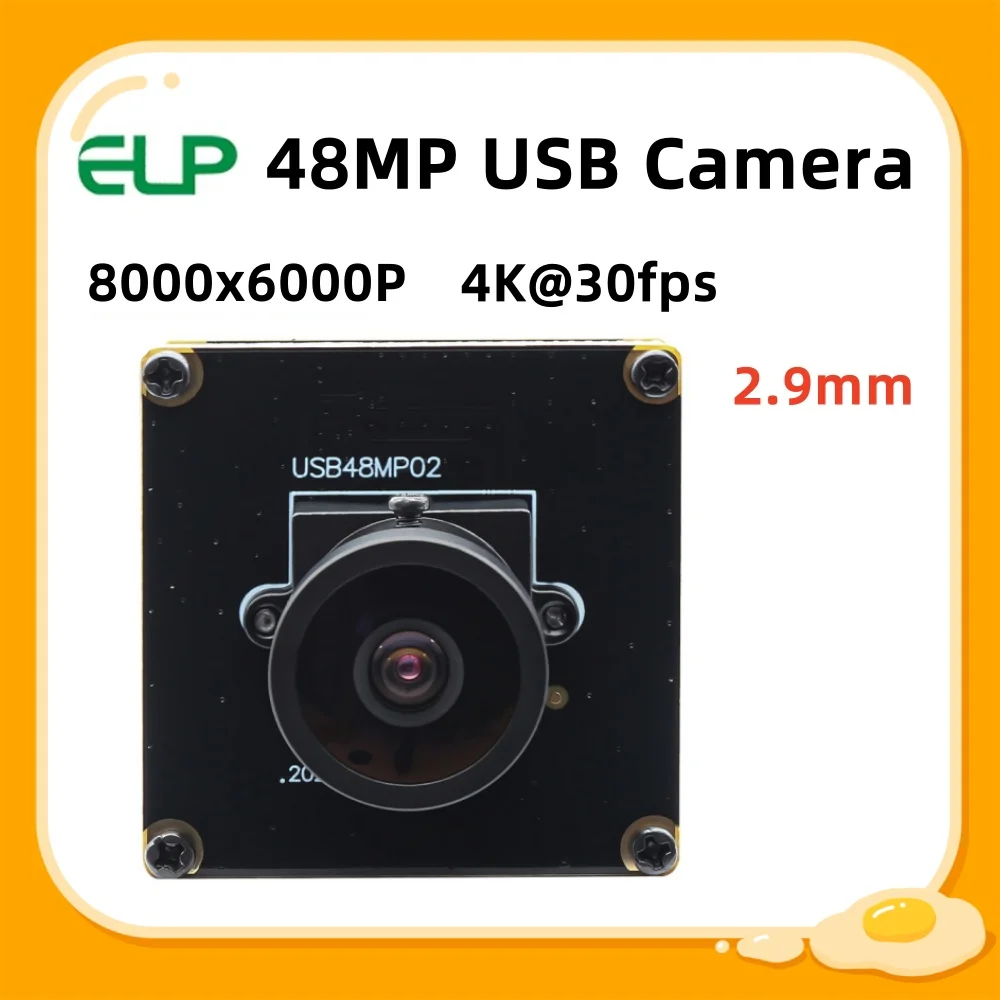 ELP 8000x6000 USB Camera IMX586 Fixed Focus Mini Webcam Raspberry Pi Camera Module 48MP for Industrial Inspection