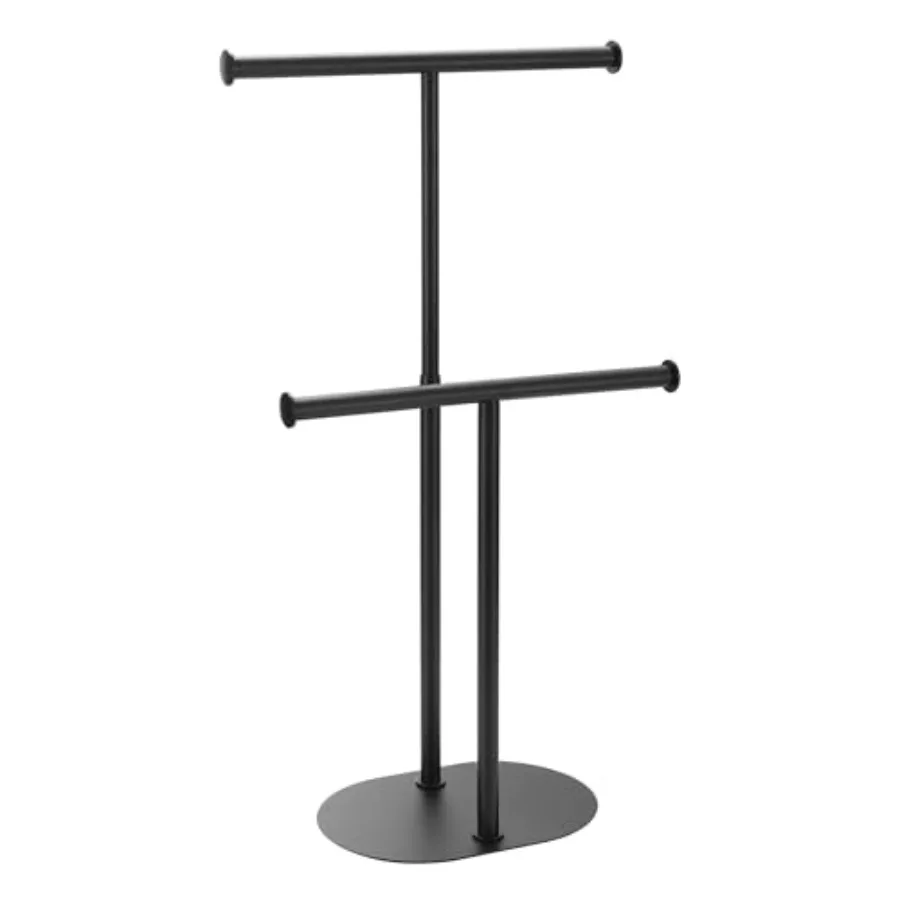 

Напольная матовая вешалка для полотенец с выдвижными двойными перекладинами, утяжеленным основанием, подставка для полотенец для ванной комнаты, устойчивая к ржавчине, из нержавеющей стали