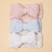 3pcs/set Baby Girl Headband Double Mesh Bows Hairband Soft Turban Lovely Bow Kids Headwear Hair Accessories for Newborn Infant