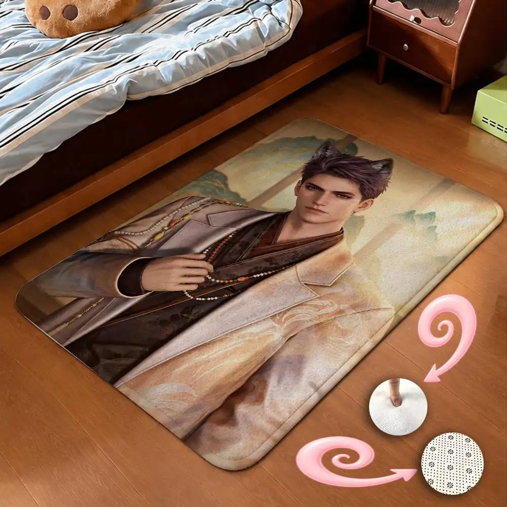 V-Valko Game L-Love and Deepspace-S Short Plush Non-Slip Floor Mat, Easy to Clean, for Bathroom Door & Bedroom Door