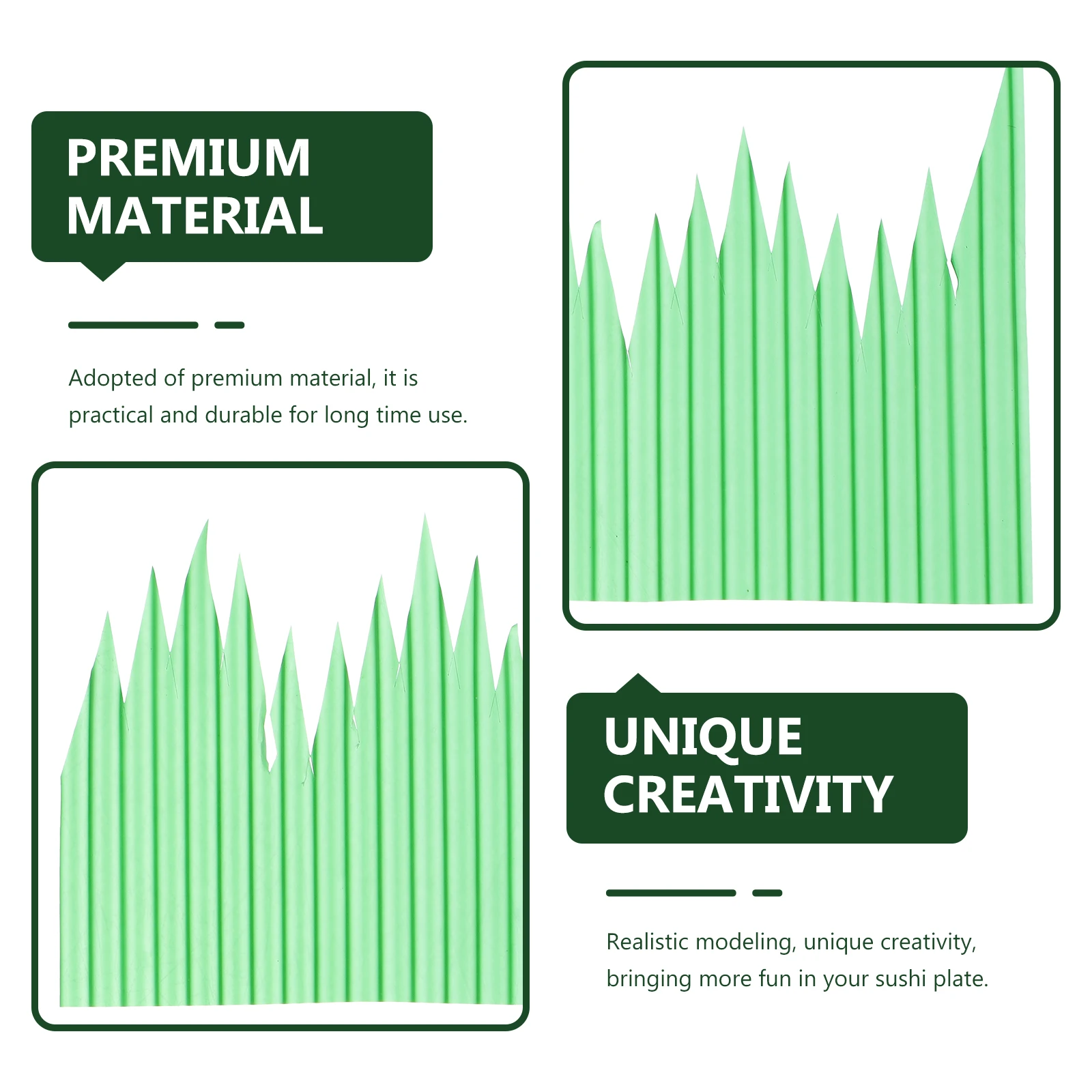 

1000Pcs Fake Sushi Decorative Grass Unique Design Sashimi Leaf Decor for Sushi Plate Decor Tabletop Adornment Home Restaurant