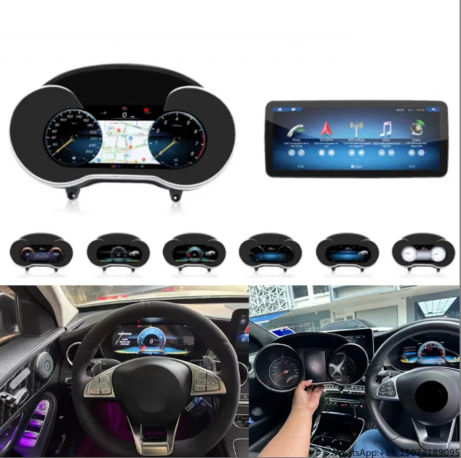 Best Sellers 12.3 Inches LCD Dashboard Digital Instrument Cluster with CarPlay for - W205 W253 C200  C260  GLC 15-19