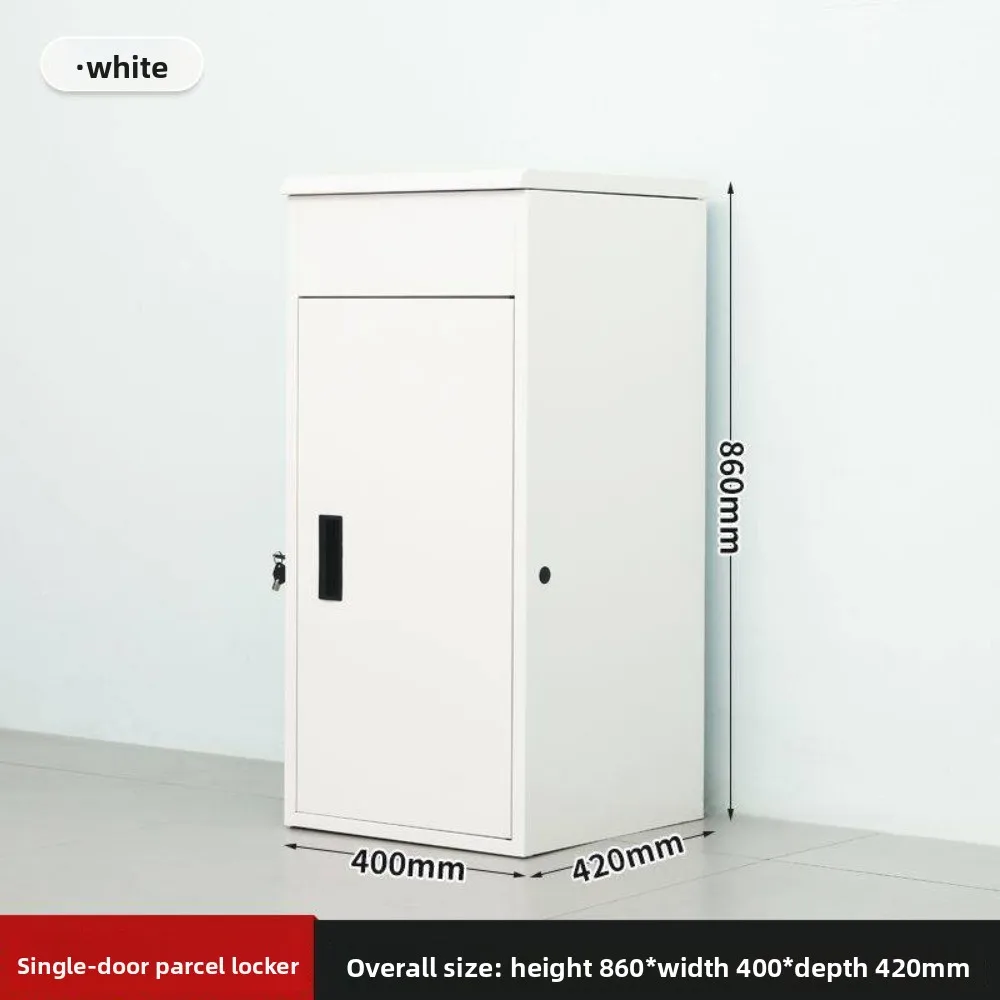 Large Outdoor Parcel Delivery Box 860×400×420mm Black & White Cold Rolled Steel Side Lock Front Opening Package Drop Box