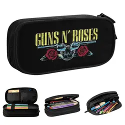 Fun Guns N Roses Pencil Cases Heavy Metal Punk Pencil Box Pen for Student Large Storage Bags School Supplies Gift Stationery