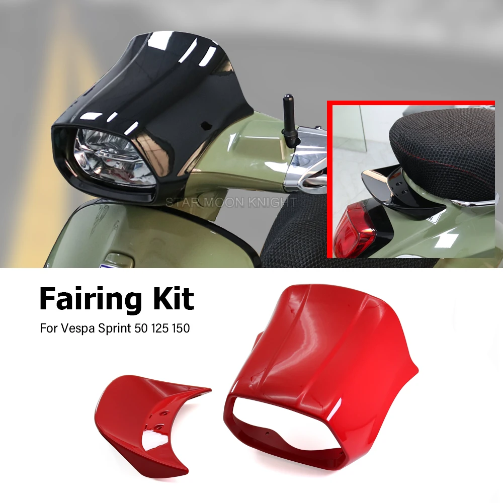 

For Vespa Sprint 50 125 150 Sprint50 ABS Front Fairing Headlight Cover Windshield Tailpiece Tail Section Fairing Cowl Deflector