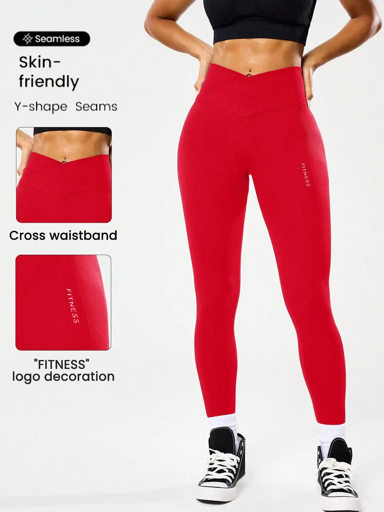 High-waisted seamless yoga leggings for women, fitness yoga pants with four-way stretch fabric, abdominal shaping, suitable for - view 4