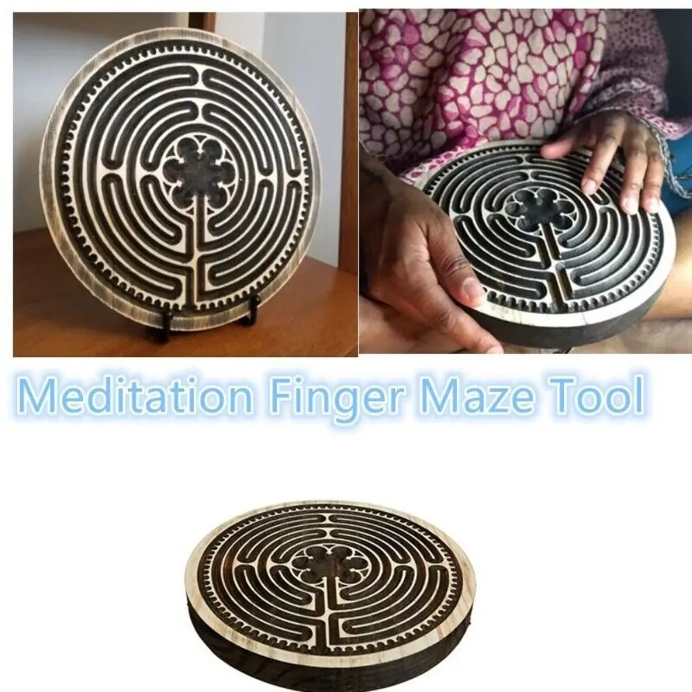 Gifts Wooden Finger Labyrinth Board Wood Carving Meditation Finger Maze Prayer Chartres Puzzle Toy