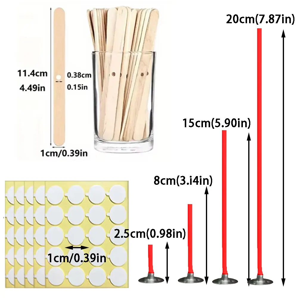 250 Scented Candle Making Kits 100pcs Smokeless Red Candle Wicks with Base Clips and 100pcs Stickers 50pcs Wick Centering Tools