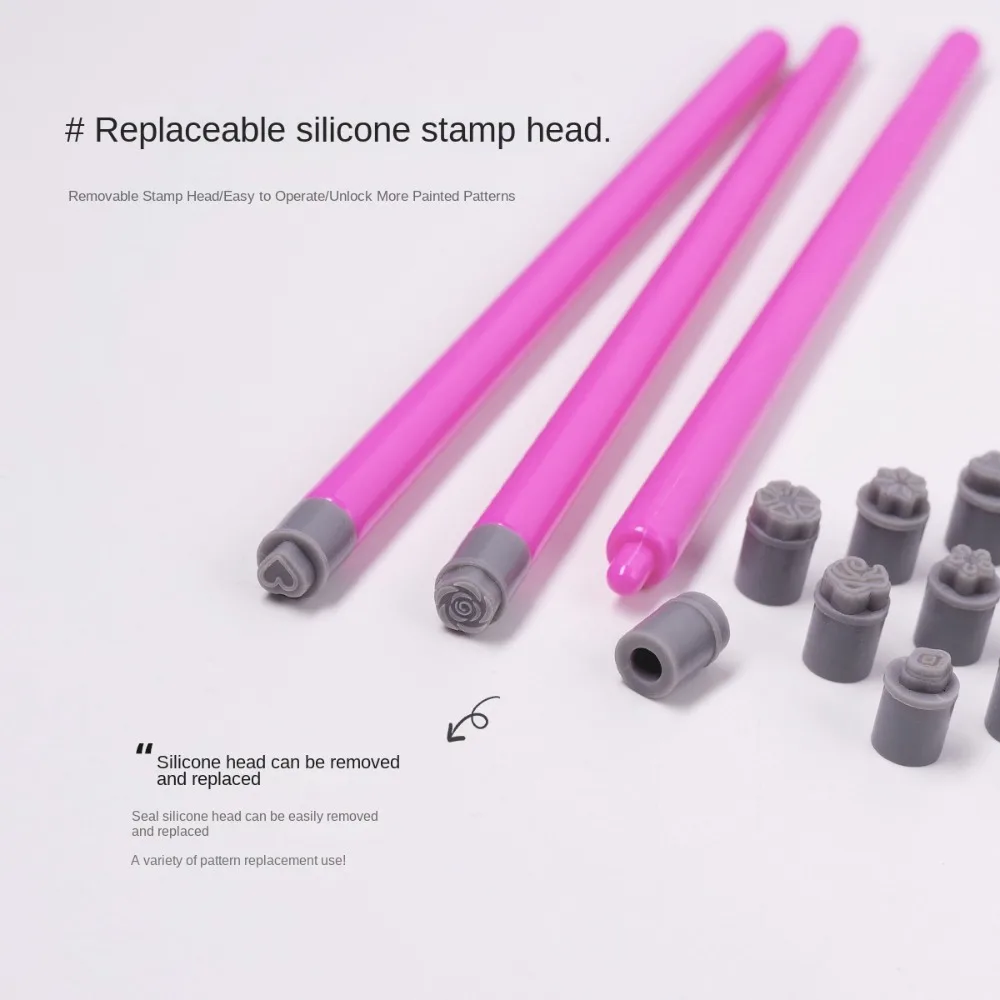 

3D Heart/Daisy/Butterfly Nail Art Stamp Pen Easy DIY Nail Print Nail Template Non-Alcoholic Manicure Carving Mold Manicure Tool