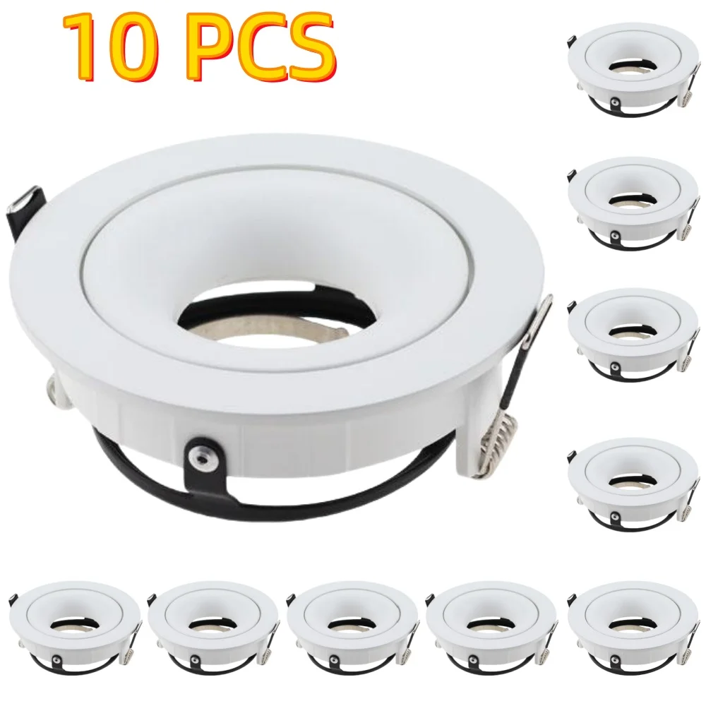 

JOYINLED 1/2/10Pcs White Black Recessed LED Spotlight Fixture Round Ceiling Light Housing GU10 MR16 Bulb Holder Adjustable Frame