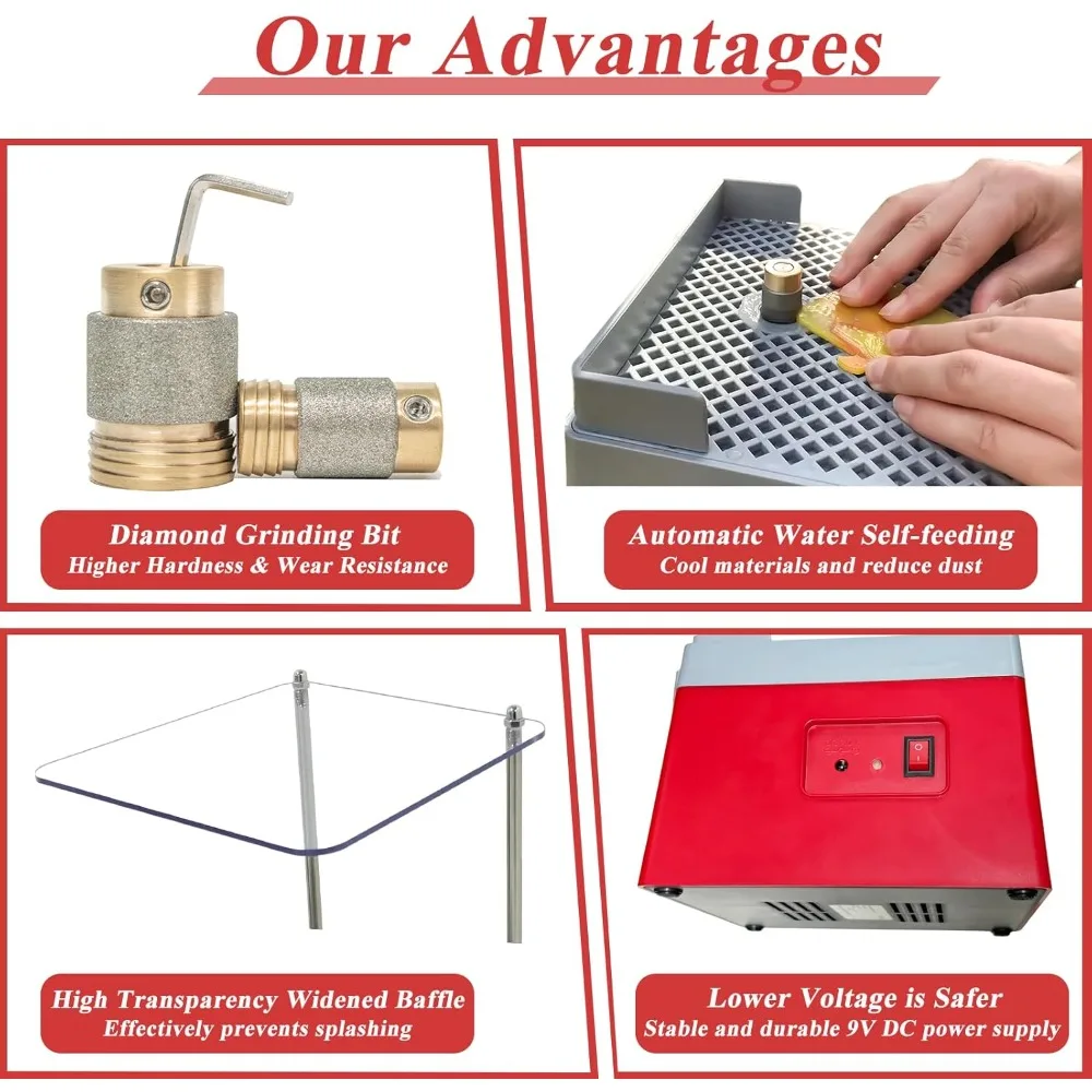 Broyeur de vitrail, outil de meulage d'art de broyeur de verre portatif avec foret de meuleuse de diamant de 5/8"