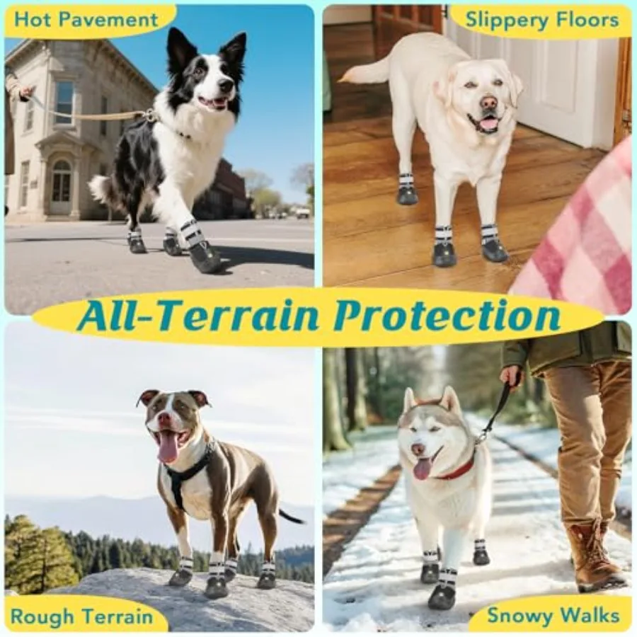통기성 강아지 부츠 대형 및 중형견용 뜨거운 포장도로 여름 산책 하이킹 겨울 눈 및 야외 사용용