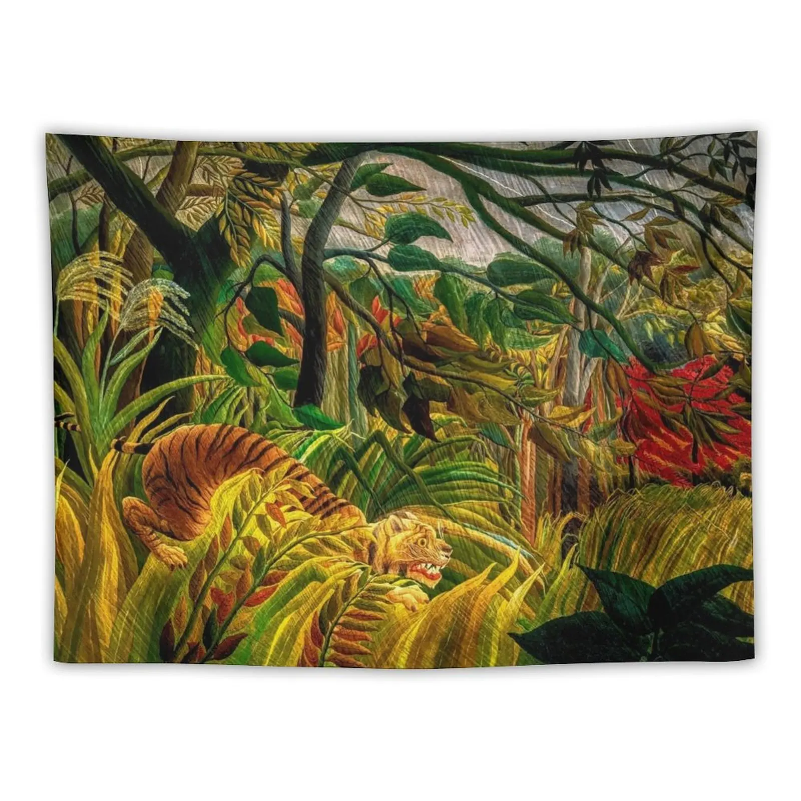 

Tiger in a Tropical Storm by Henri Rousseau Tapestry Cute Room Decor Wall Coverings Tapestry