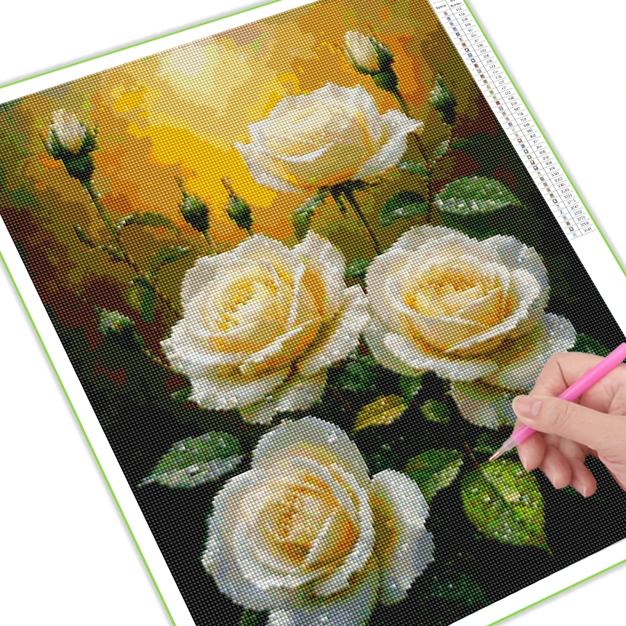 Diy Diamond Arts Painting New Collection Colorful Roses Flowers Full Square Round Drill Mosaic Embroidery Picture Wall Decor