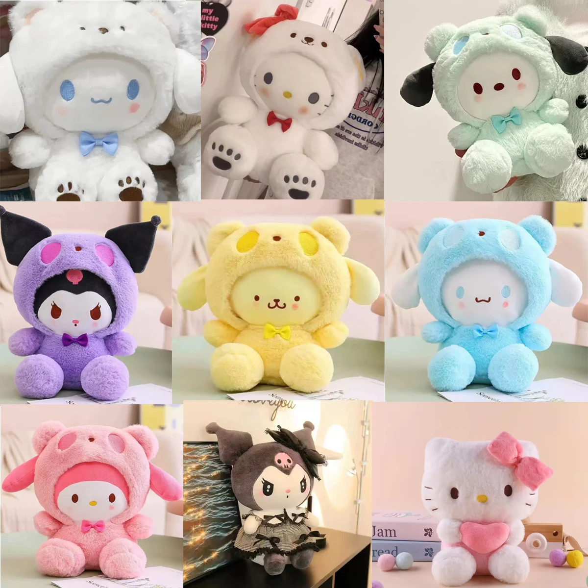 % Sanrio 25Cm Anime Kuromid Plush Toys Kawaii Mymelody Cinnamorol Plush Soft Stuffed Animals Doll Plushie Pillow Xmas GiftDecor