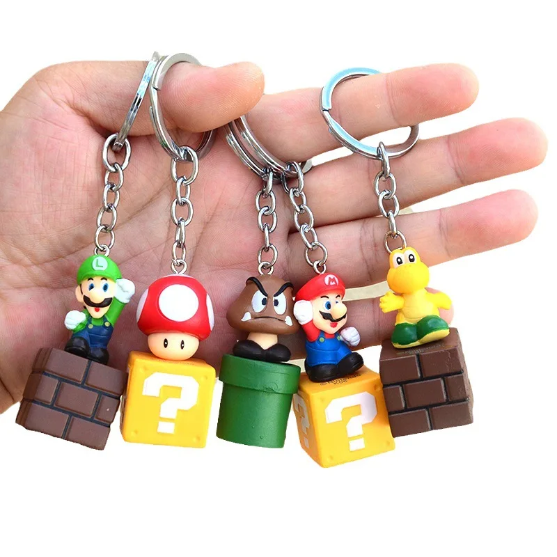 5 Stks/set Schattige Super Mario Action Figure Model Sleutelhanger Decoratie Auto Ornamenten Anime Kinderen Charme Hobby Speelgoed Tij Play Cadeau