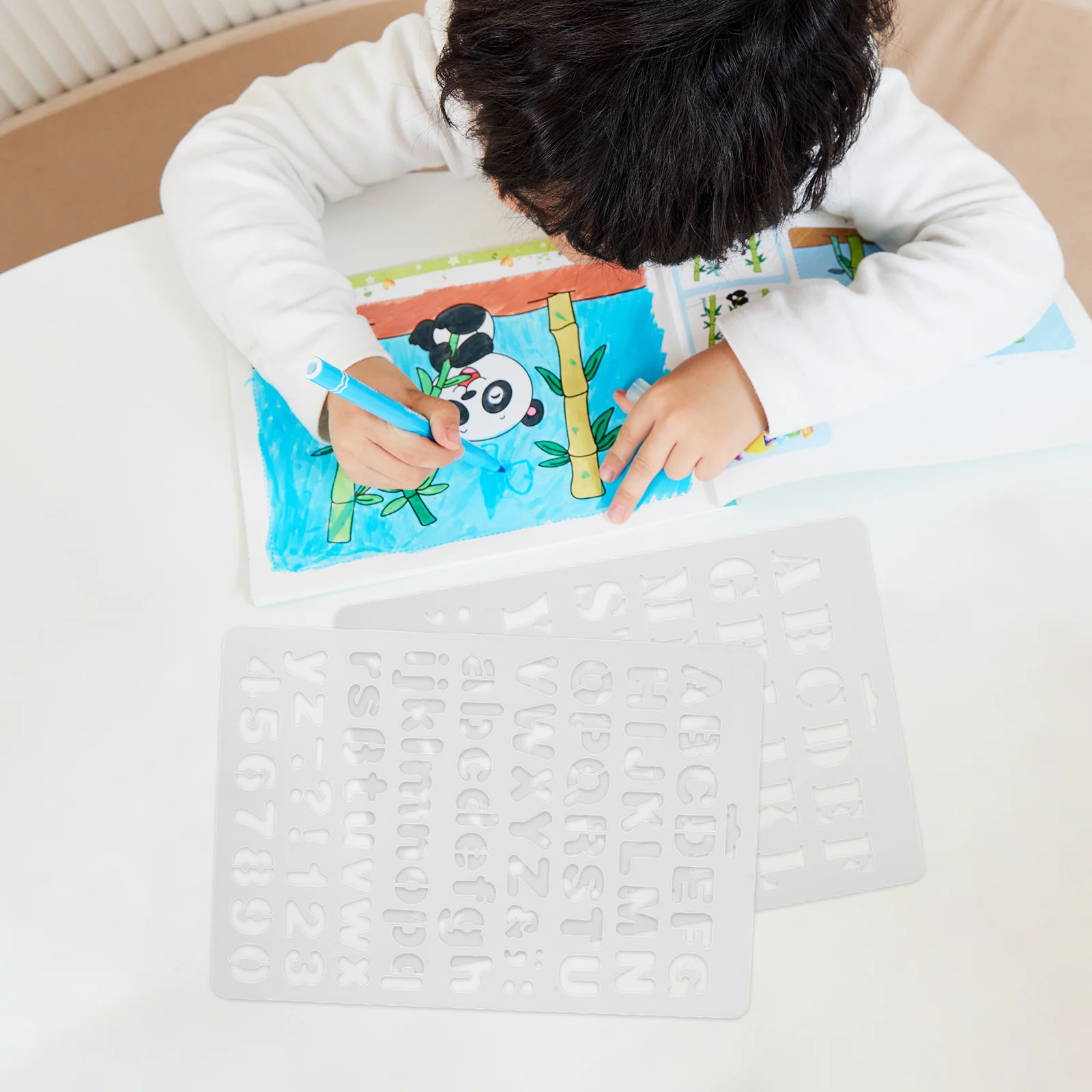 6 قطعة استنسل تتبع الأبجدية قوالب حروف بلاستيكية قابلة لإعادة الاستخدام لرسم اللوحة على قماش الجدران الخشبية سجل القصاصات الحرفية #2