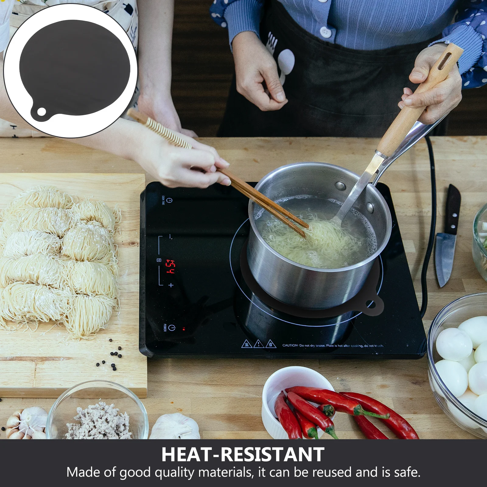 

2Pcs Heat-Resistant Silicone Mat Induction Cooker Protection Pad Nonstick Nonslip Easy Clean Silicone Countertop Mat