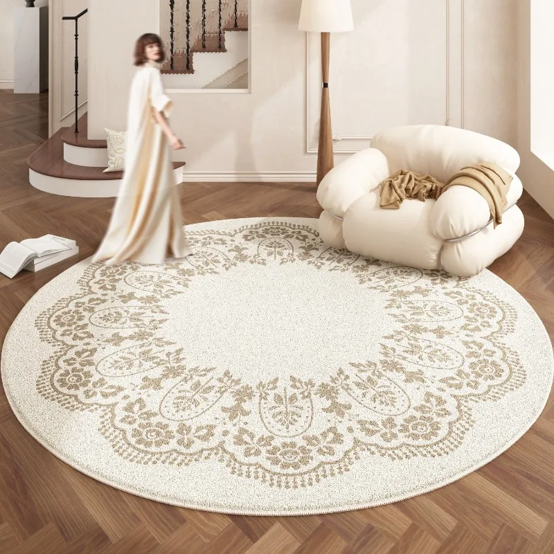 Manor-style Wreath Print Living Room Carpet Foldable Machine Washable Coffee Table Anti-slip Floor Mat Bedroom Bedside Soft Rug