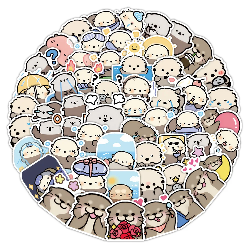 65PCS Kawaii Little Otter Graffiti Stickers Animal Cartoon Decal Notebook Phone Guitar Skateboard Waterproof Sticker Kid Toys