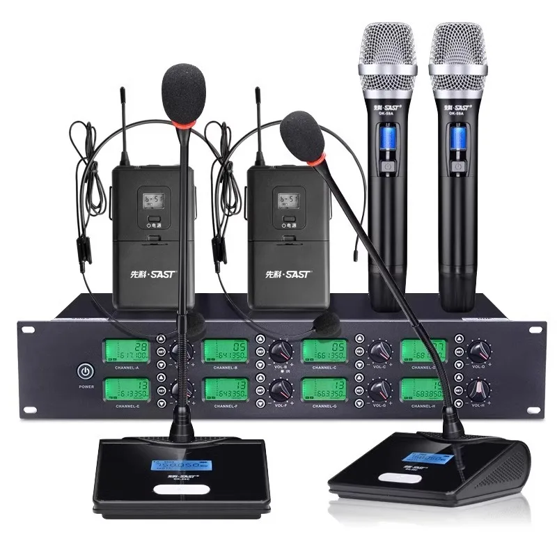 Xianke OK-69 ميكروفون لاسلكي من واحد إلى ثمانية مرحلة احترافية للمؤتمرات معقوفة أغطية الرأس ميكروفون Lavalier #4