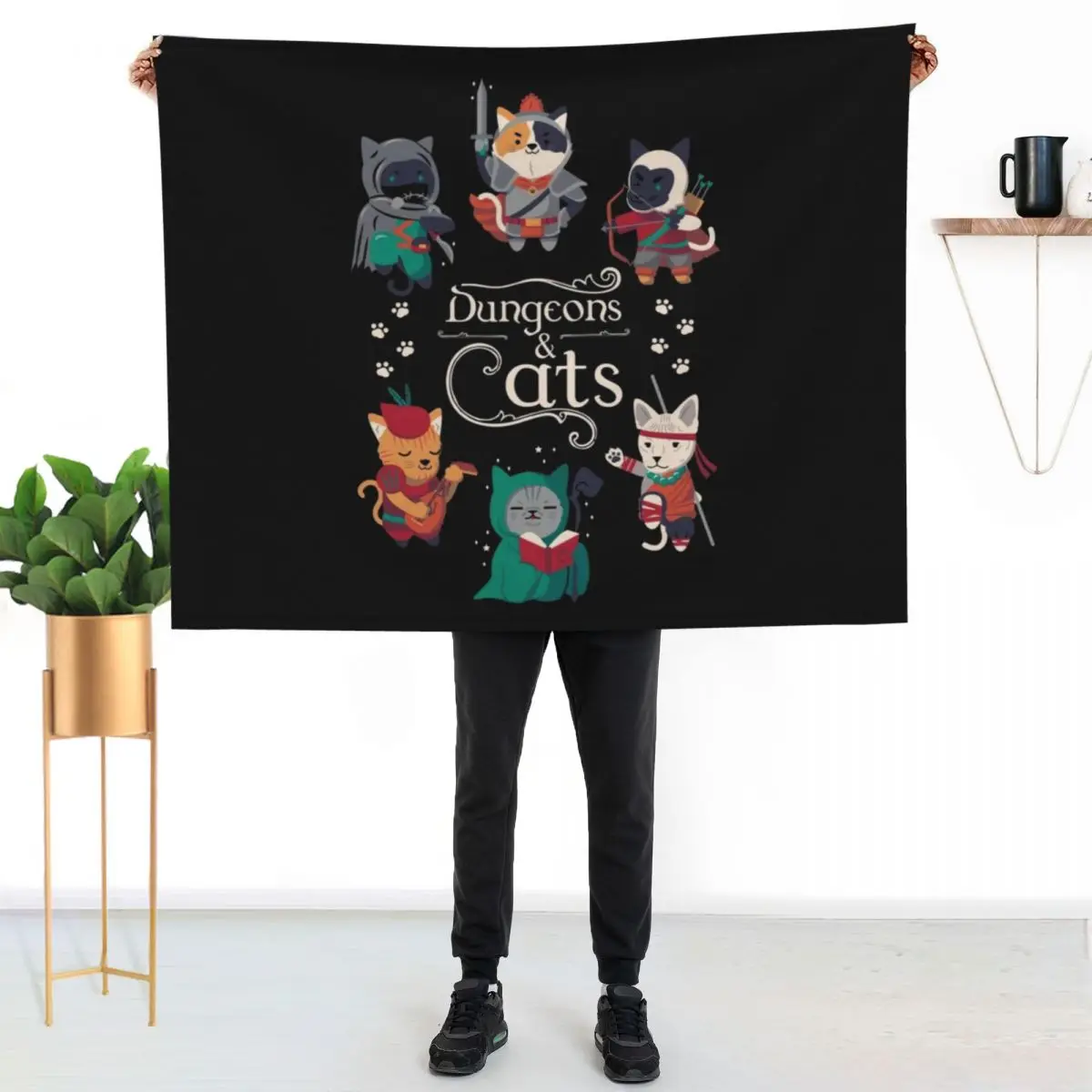 Dungeons and Cats 2.0 Throw Blanket Bed linens Plaid on the sofa heavy to sleep Luxury Throw anime Bed Blankets