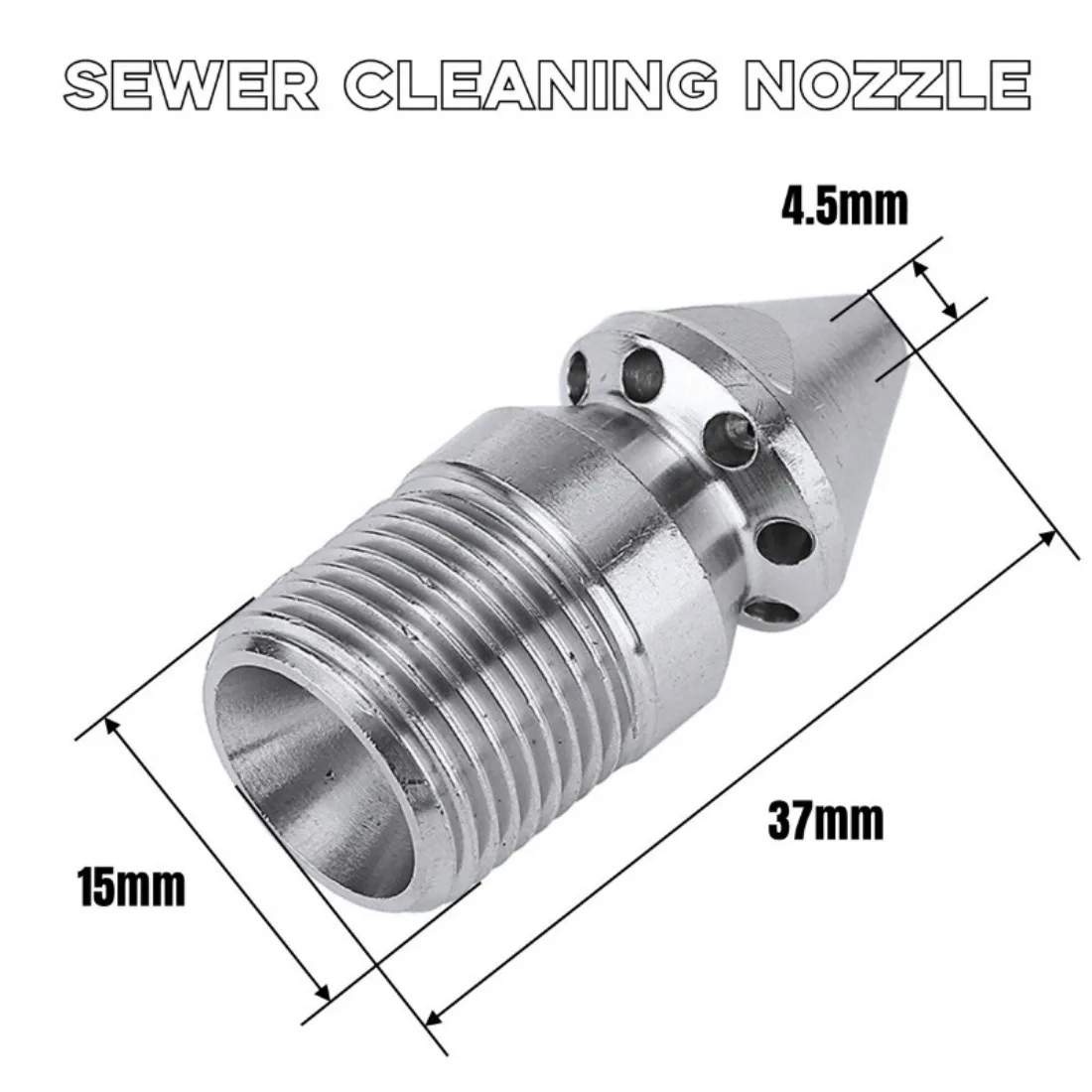 High Pressure Washer Drain Sewer Cleaning Jetter Nozzle 9 Jet 3/8\