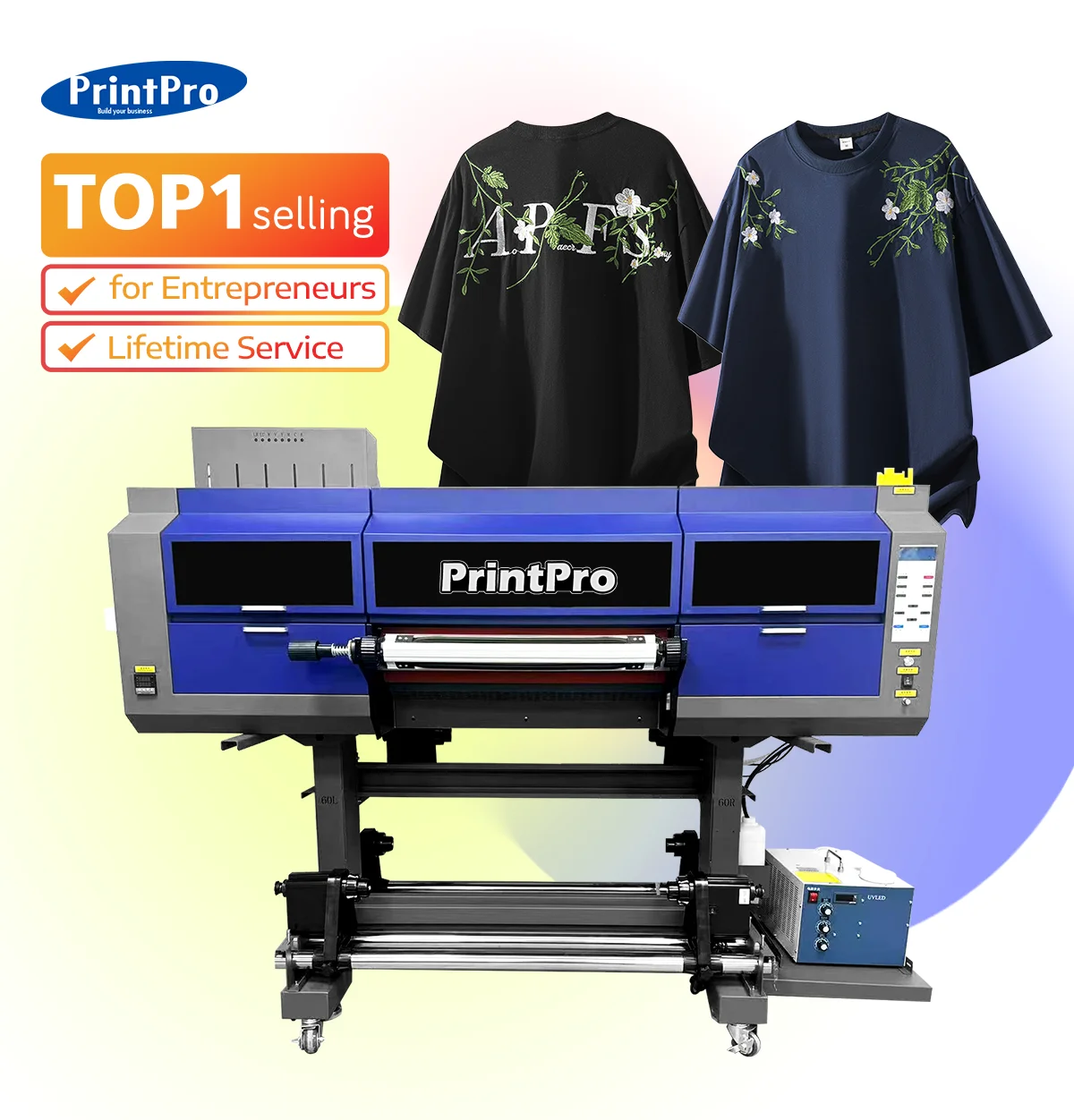 Printpro Multifunctional UV DTF 3d Embroidery Printer for Textile Professional T-Shirt Impresora Uv Dtf Uv Dtf Printer Machine